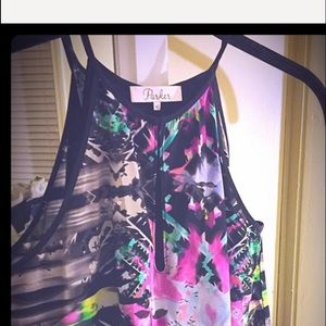 Parker silk floral top size xs